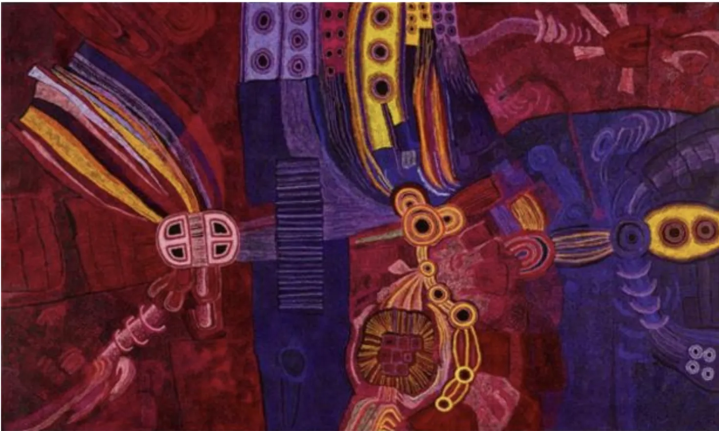 Teresa Baker, Minyma Malilunya, 2015, synthetic polymer paint on linen, 182.0 x 305.0 cm