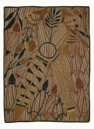 Tommy Gondoro Steele, Kangaroo - Artists Country, 1960, natural earth pigments on bark, 75 x 57 cm