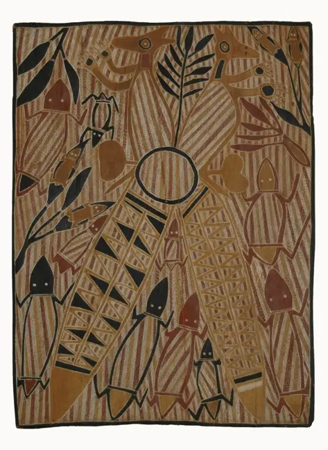 Tommy Gondoro Steele, Kangaroo - Artists Country, 1960, natural earth pigments on bark, 75 x 57 cm