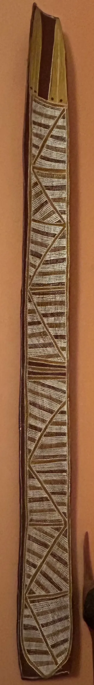 England Bangala, Dilly Bag, c.1995, natural earth pigments on bark, 155 x 12.5 cm