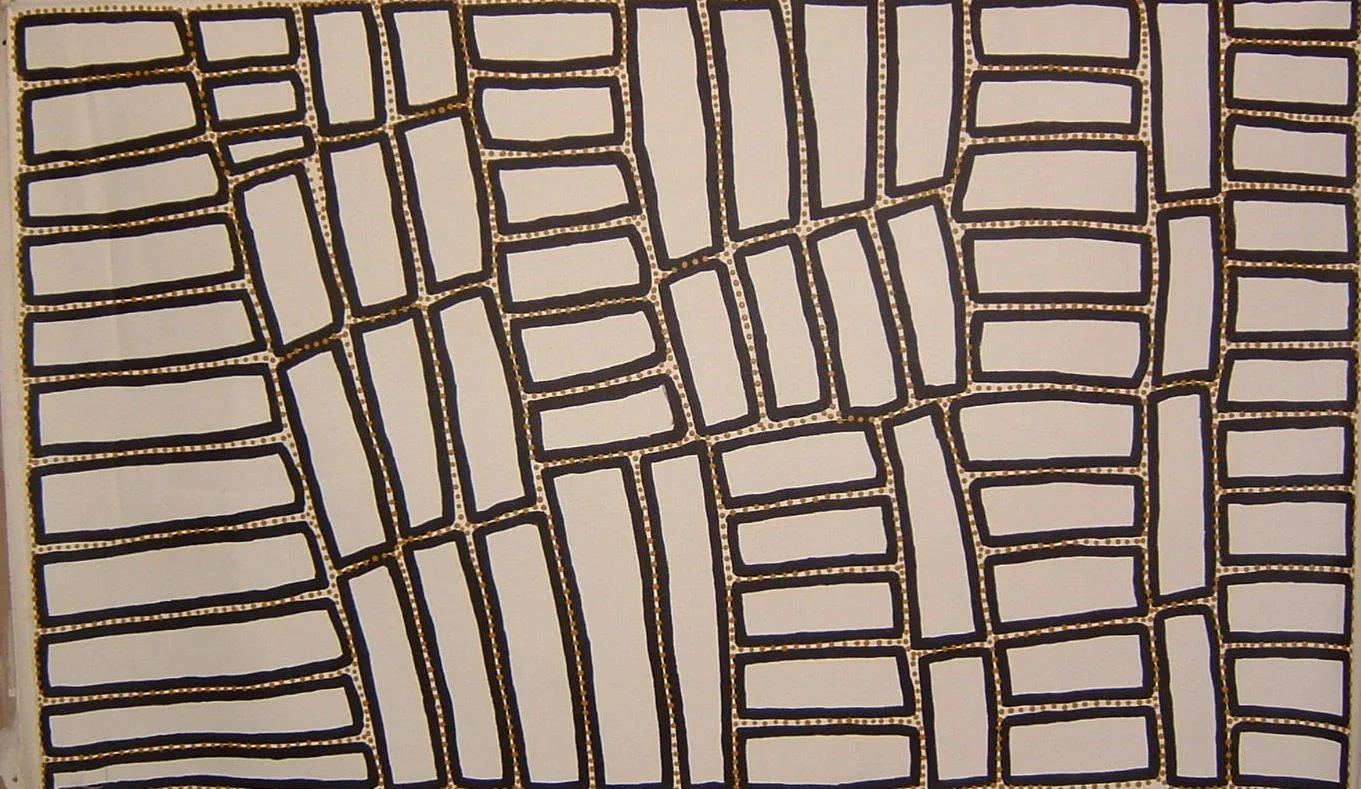 Walala Tjapaltjarri, Tingarri Cycle, synthetic polymer paint on canvas, 151x91cm