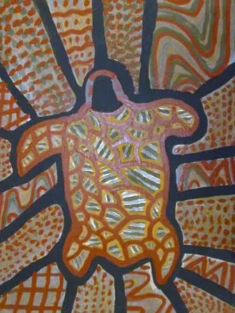 Alexandrina Kantilla, Jarrakalani -Turtle, 2011, natural earth pigments on canvas board, 30.5 x 40.6 cm