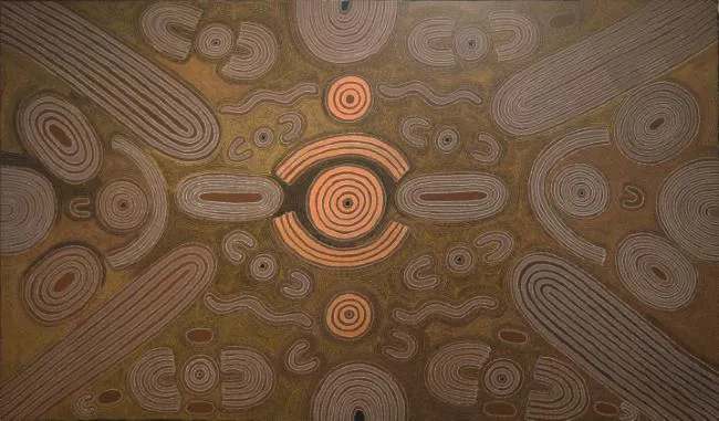 Cowboy Louie Pwerle, Men’s Dreaming, synthetic polymer paint on canvas, 201 x 122 cm