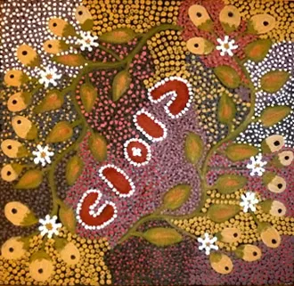 Nungala Tilou, Bush Berry, 1985, synthetic polymer paint on canvas, 40 x 40cm