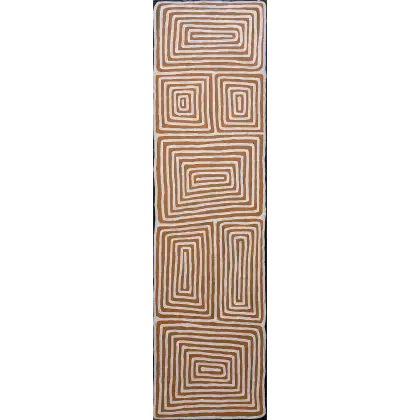 Ronnie Tjampitjinpa, Tingari, 1999, synthetic polymer paint on Belgian linen, 168 x 46 cm