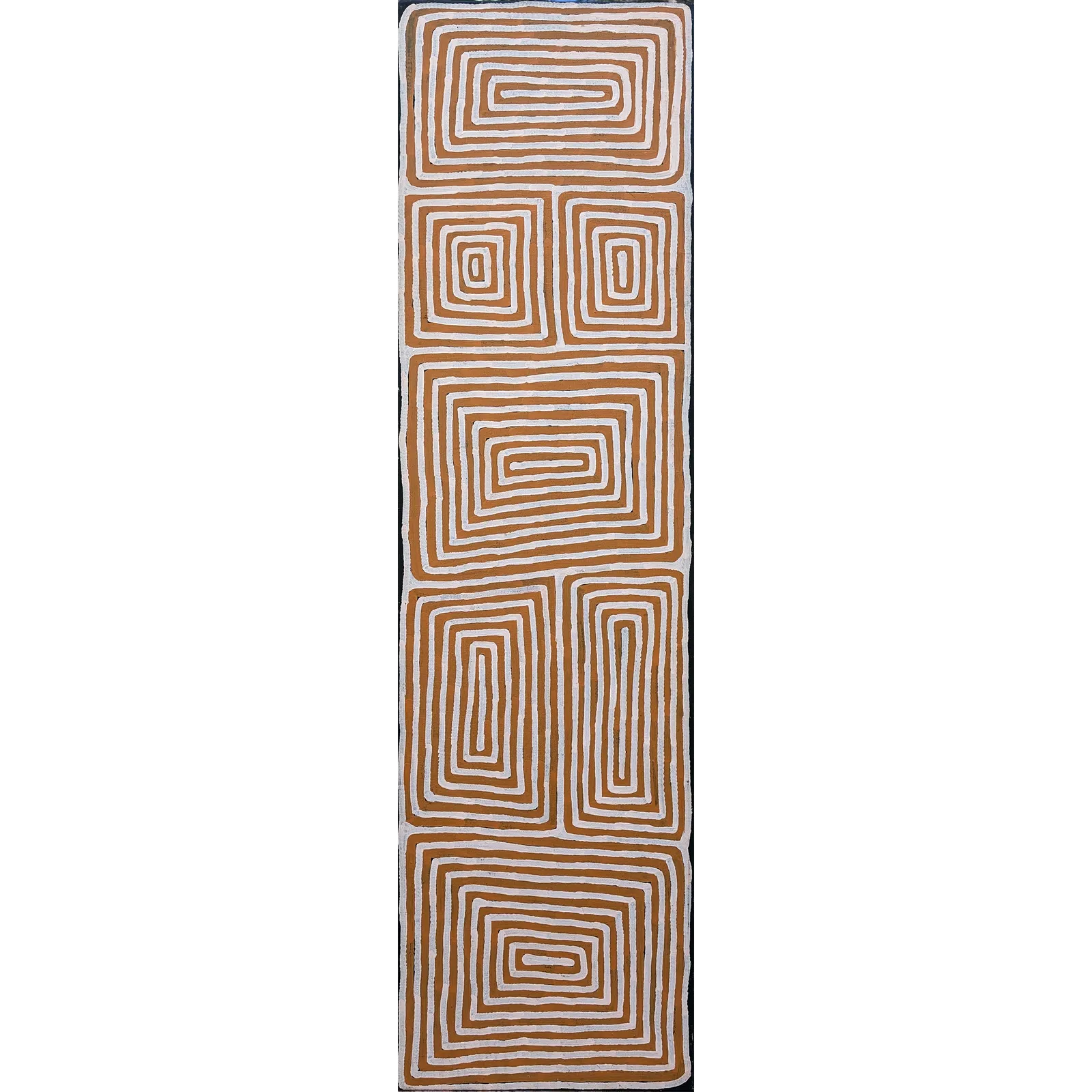 Ronnie Tjampitjinpa, Tingari, 1999, synthetic polymer paint on Belgian linen, 168 x 46 cm