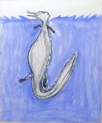 Bobby Nganjmirra, Kumarnkon - Freshwater Crocodile, 1987, pastel on paper, 47x60cm