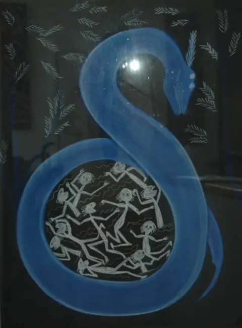 Bobby Nganjmirra, Rainbow Serpent, pastel on paper, 54 x 74cm