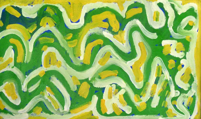 Lorna Naparrula Fencer, Bush Tucker, 2000, synthetic polymer paint on canvas, 61 x 34.5 cm