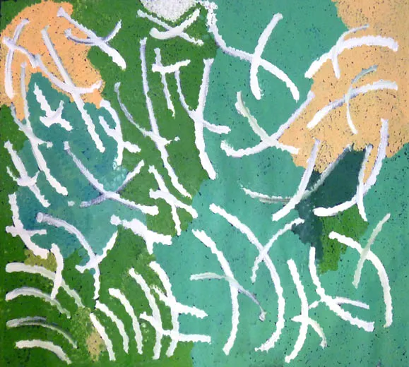 Lorna Naparrula Fencer, Boomerang, 2000, synthetic polymer paint on canvas, 135 x 100 cm