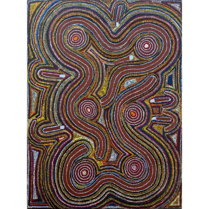 Paddy Sims Japaljarri, Warlukurlangu Jukurrpa-Fire, 2002, synthetic polymer paint on linen, 120 x 91cm