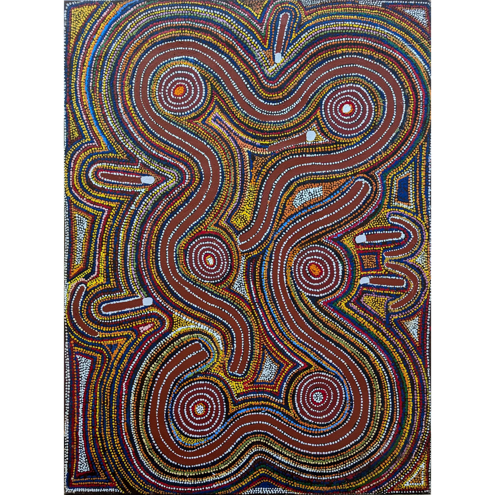 Paddy Sims Japaljarri, Warlukurlangu Jukurrpa-Fire, 2002, synthetic polymer paint on linen, 120 x 91cm