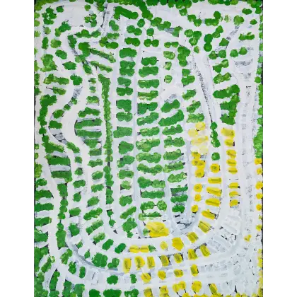 Lorna Naparrula Fencer, Water Dreaming, 2000, synthetic polymer paint on canvas, 80 x 60 cm