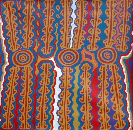 Judy Napangardi Martin, Rock Wallaby Dreaming, 2003, synthetic polymer paint on canvas, 90 x 92 cm
