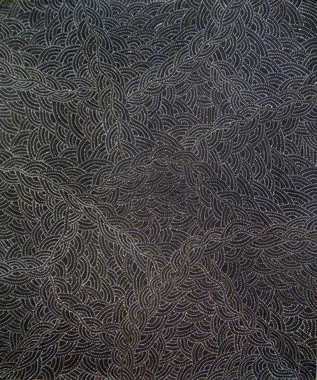 Gracie Morton Pwerle, Womens Ceremony, 2012, synthetic polymer paint on linen, 120 x 150 cm