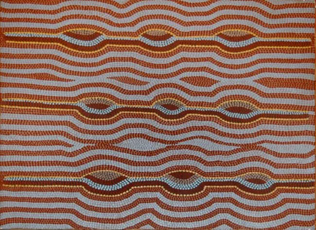 Two Bob Tjungurrayi, Untitled, 1983, synthetic polymer paint on canvas, 61 x 46cm