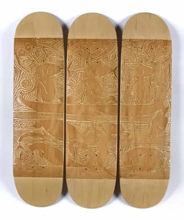 Dennis Nona, Lagan Wakkimthimin - Spirit of the Catch (Skateboard), 2008, laser-cut skateboard, 80 x 60 cm