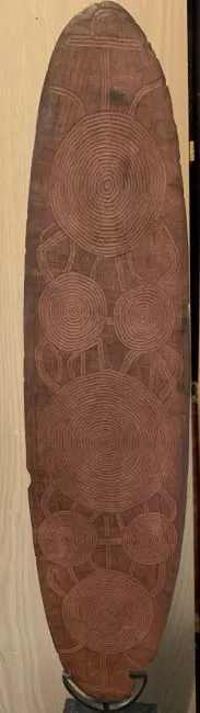 Artist Once Known, Message Stick, carved wood, 60 x 13.5 cm