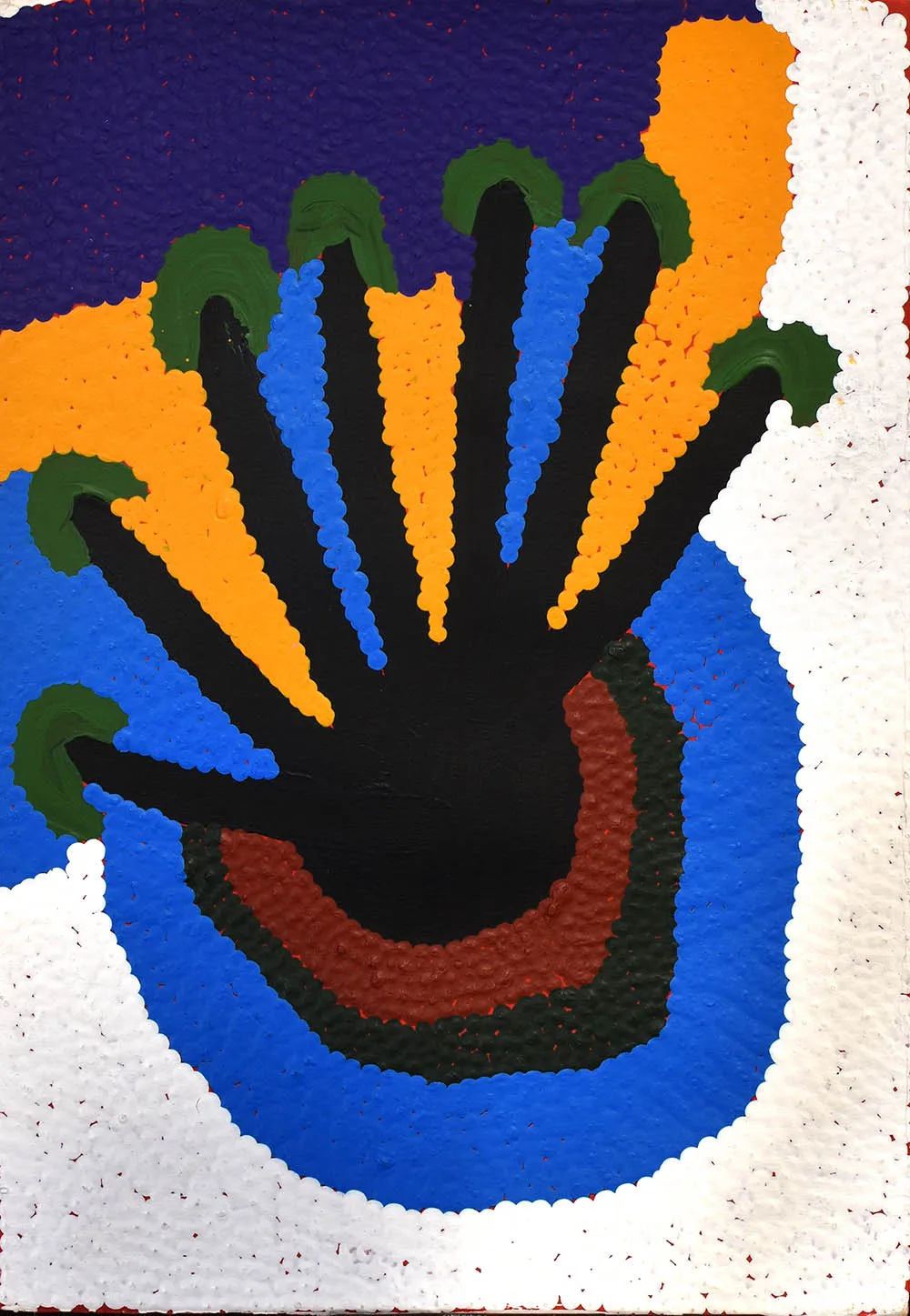 Peggy Napaljarri Rockman, Bush Plum Dreaming, 2004, synthetic polymer paint on paper, 25 x 35 cm
