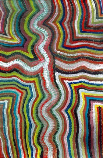 Barney Ellaga, Warla Watjan, 2003, synthetic polymer paint on linen, 128x81cm