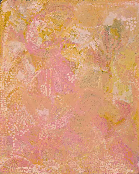 Emily Kame Kngwarreye, Untitled (Alalgura I), 1992, synthetic polymer paint on Belgian linen, 150 x 120 cm