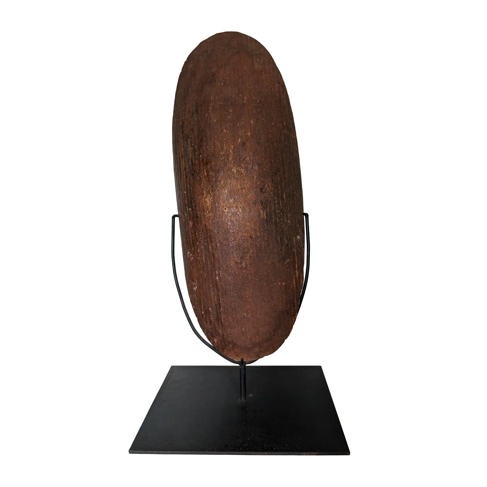 Artist Once Known, Shield with stand, c.1950, ?beanwood, 65 x 25 cm