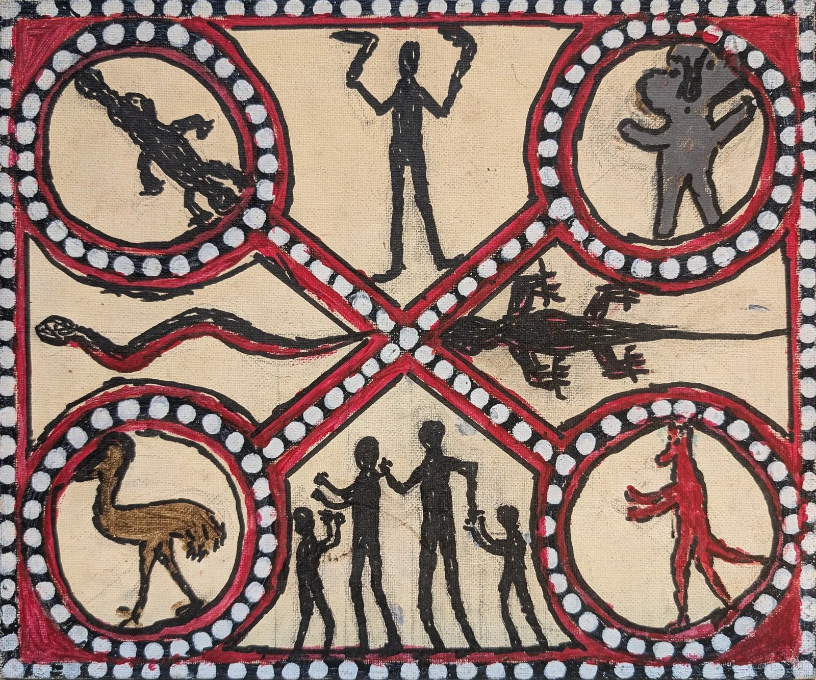 Jim Stanley, Animal Camp and Aboriginals, 2003, 25 x 30.5cm