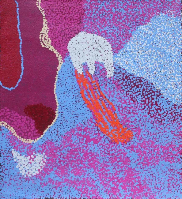 Yannima Tommy Watson, 2015, synthetic polymer paint on Belgian linen, 102 x 112cm