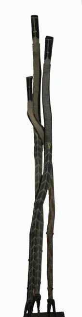 Owen Yalandja, Yawk Yawk - Set of three, 2006, natural earth pigments on carved wood, 190, 170 and 160 cm long