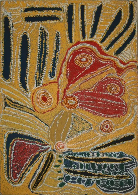 Eubena Nampitjin, Kinya, near Canning Stock Route, WA, 1992, synthetic polymer paint on Belgian linen, 91 x 61 cm