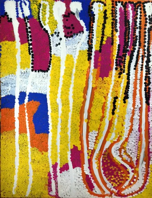 Lorna Naparrula Fencer, Bush Potato, 1999, synthetic polymer paint on canvas, 128 x 94 cm