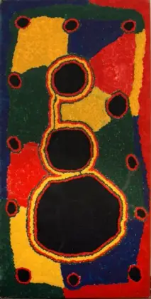 Balba Napangarti, Tarpinpa, Near the Canning Stock Route, 1992, synthetic polymer paint on canvas, 100 x 50 cm