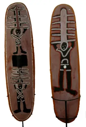 David Jarinyanu Downs, Yapuru, c.1986, natural earth pigments on wood, 89 x 24 cm