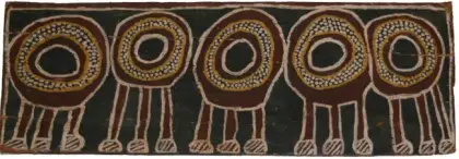 Declan Apuatimi, Pamajini (Ceremonial Armbands), c.1984, natural earth pigments on bark, 18 x 46 cm