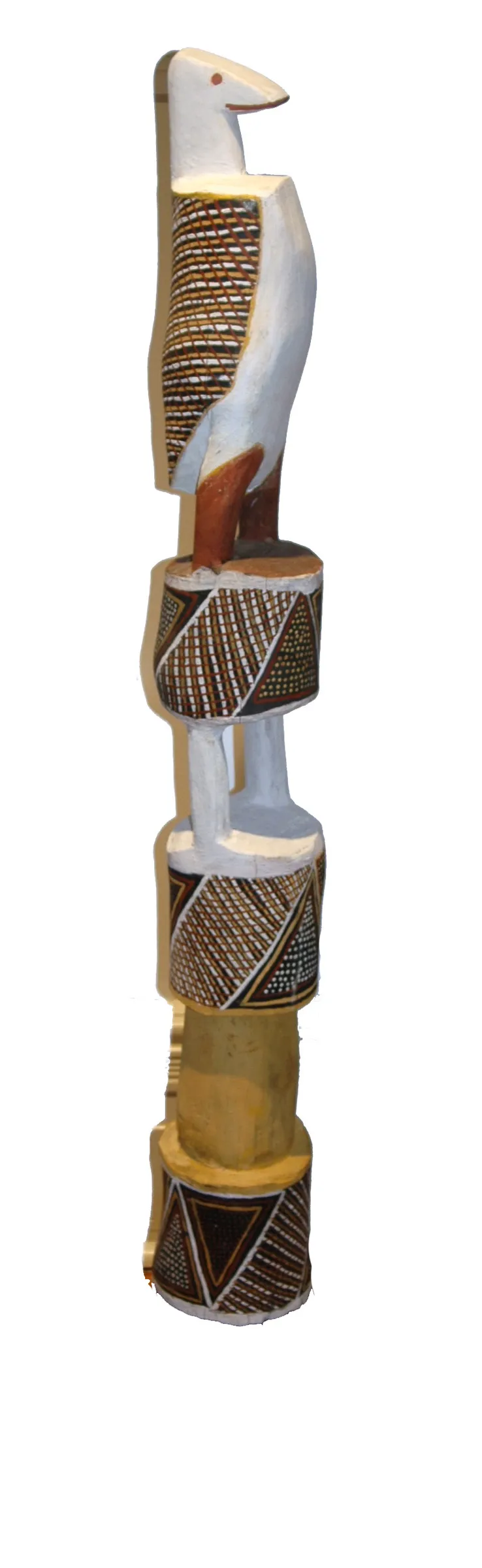 Guwaykuway Wanambi, Tokampini (Tiwi Single Bird Sculpture), 0.199, natural earth pigments on carved wood, 156 x 17 x 15 cm
