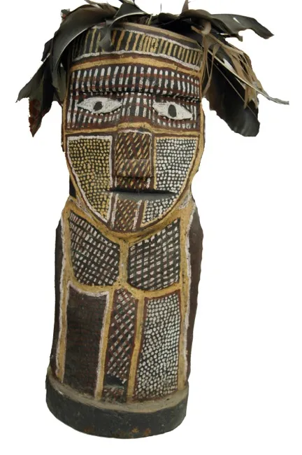 Declan Apuatimi, Purukapali (Male Figure), 1960, natural earth pigments on carved wood, 47 x 20 x 20 cm