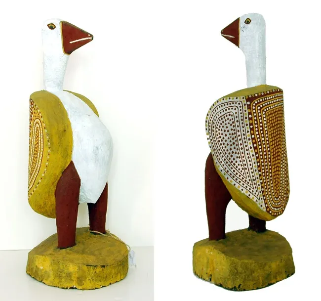 Kitty Kantilla, Tokampini (Tiwi Bird Sculpture), c.1985, natural earth pigments on carved wood, 53 x 33 x 35 cm