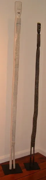 Jacky Atjarral, Mimi Spirit, 2003, natural earth pigments on wood, 216cm