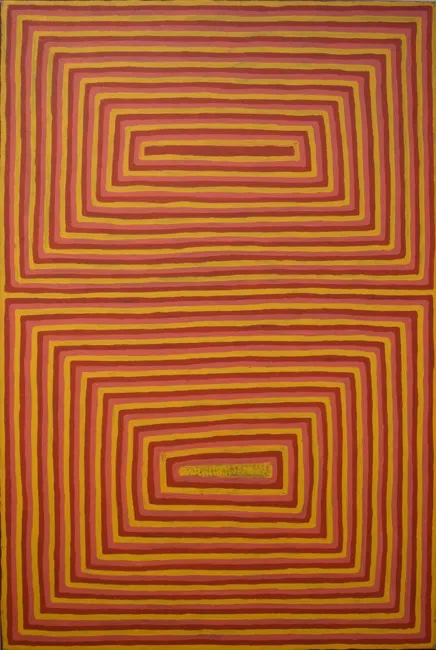 Turkey Tolson Tjupurrula, Two Women Dreaming, 1996, synthetic polymer paint on canvas, 85 x 126 cm
