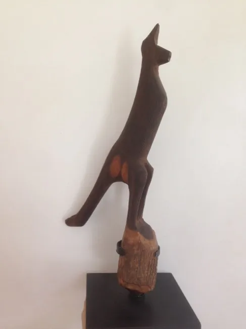 Guwaykuway Wanambi, Kangaroo, 1980, carved wood, 40 x 20 cm