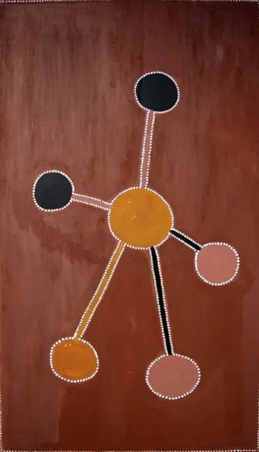 Rover Julama Thomas, Untitled, 1994, natural earth pigments on canvas, 91 x 164 cm
