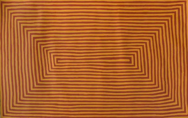 Turkey Tolson Tjupurrula, Untitled, 1996, synthetic polymer paint on canvas, 126 x 80 cm