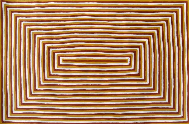 Turkey Tolson Tjupurrula, Women's Dreaming, 1996, synthetic polymer paint on Belgian linen, 126 x 80 cm