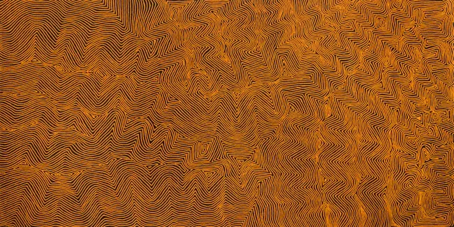 Warlimpirrnga Tjapaltjarri, Tingari, synthetic polymer paint on Belgian linen, 180 x 350 cm