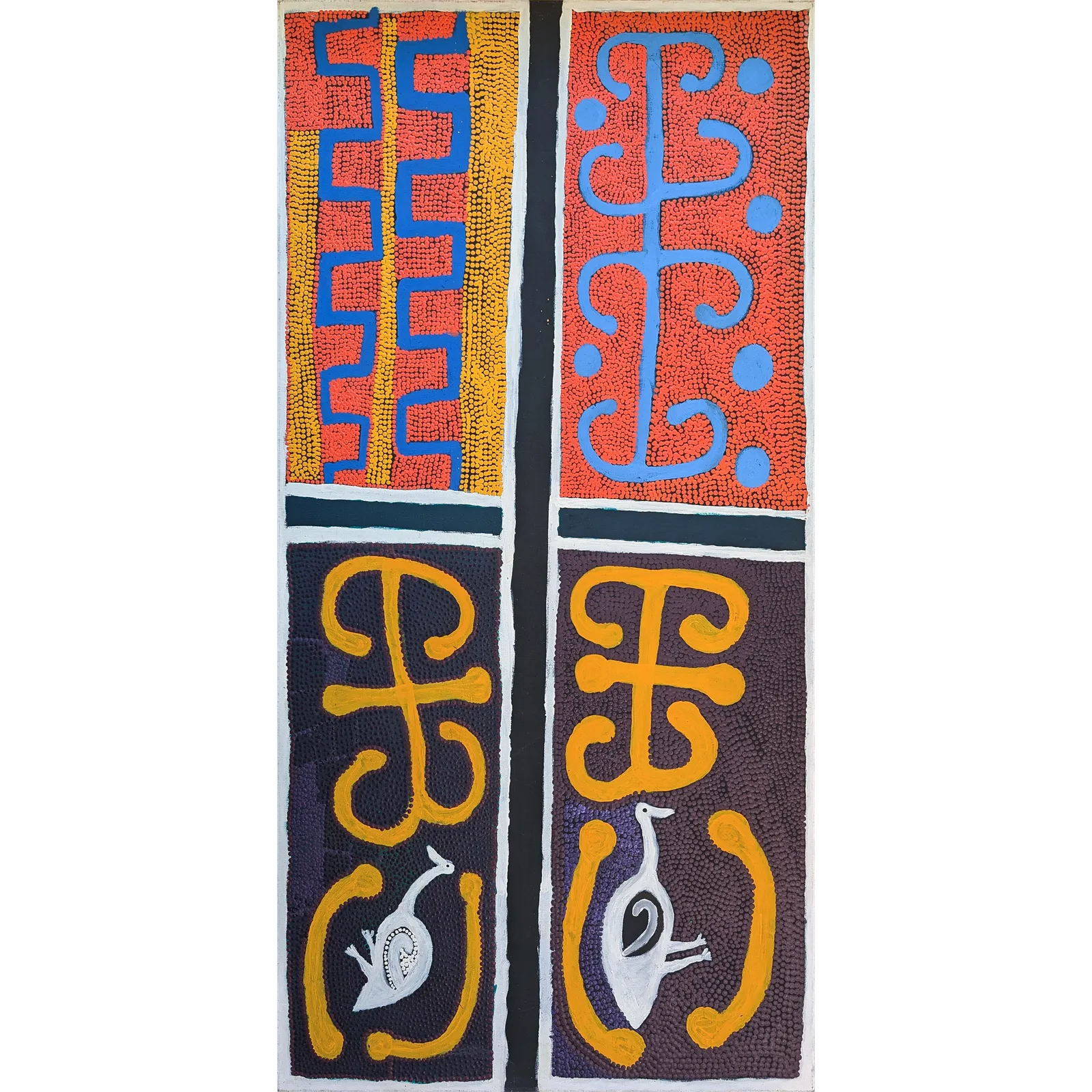 Boxer Milner Tjampitjin, Wirrimangaru, 2002, synthetic polymer paint on linen, 75 x 150 cm