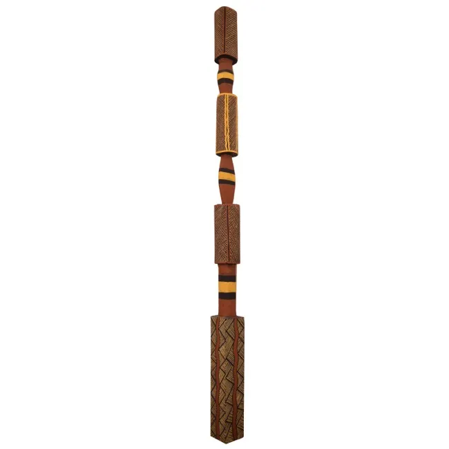 Gordon Pupangamirra, Pukamani Pole, 2010, natural earth pigments on wood, 236 x 12.5 x 12.5cm