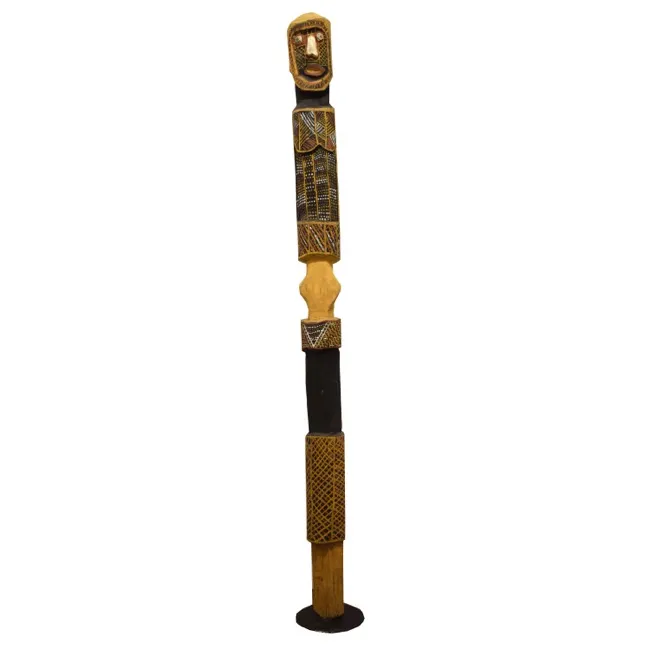 Artist Once Known, Pukamani Pole, 0.199, natural earth pigments on wood, 187 x 13 x 13cm