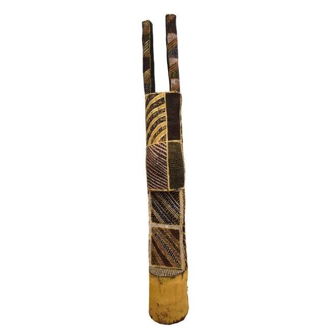 Guwaykuway Wanambi, Pukamani Pole, 0.199, natural earth pigments on wood, 171 x 22 x 19cm