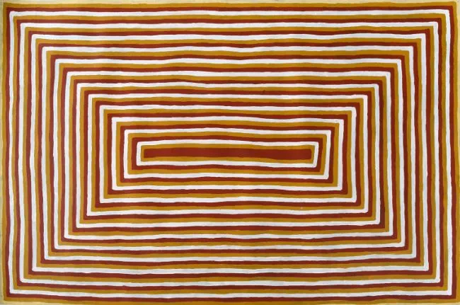 Turkey Tolson Tjupurrula, Two Women Dreaming, 1996, synthetic polymer paint on Belgian linen, 126 x 80 cm