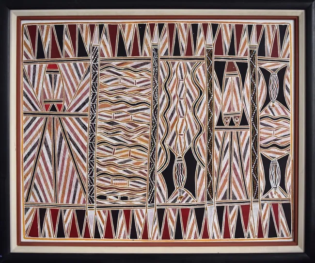 George Liwukan, Boss Squid, 1990, natural earth pigments on canvas, 77 x 98 cm